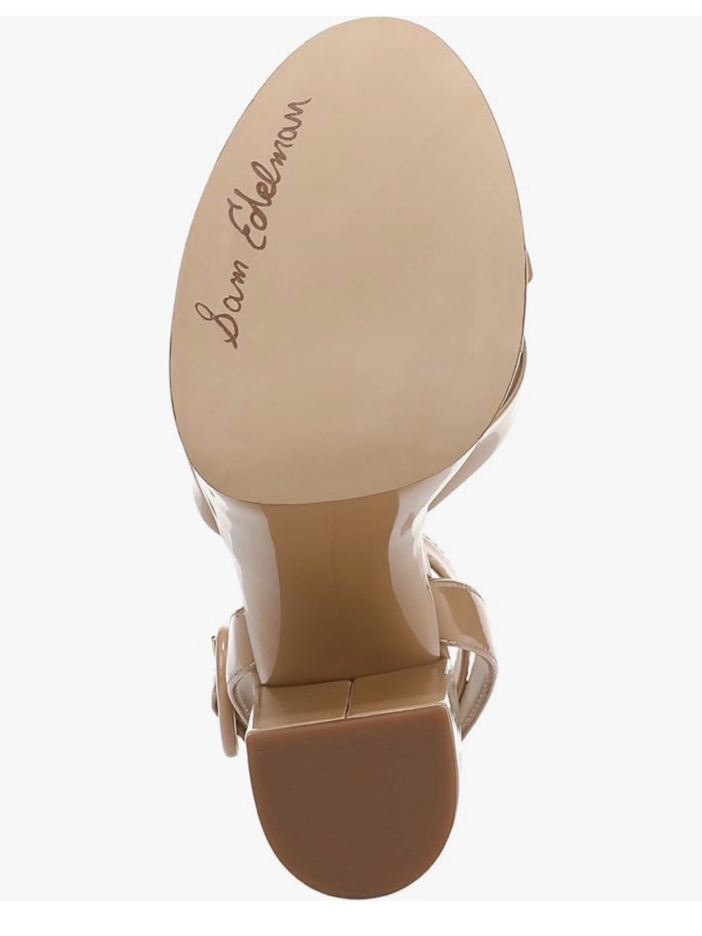 Sam Edelman Nude Patent Platform Sandals with Ankle Buckle - Picture 3 of 3